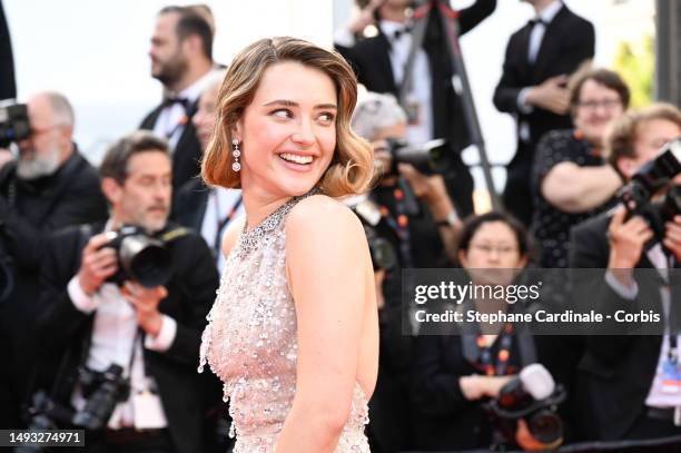 Katherine Langford attends the "L'Ete Dernier " red carpet during the 76th annual Cannes film festival at Palais des Festivals on May 25, 2023 in...