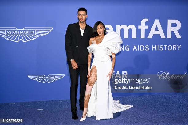 Kyle Kuzma and Winnie Harlow attend the amfAR Cannes Gala 2023 Sponsored by Aston Martin at Hotel du Cap-Eden-Roc on May 25, 2023 in Cap d'Antibes,...