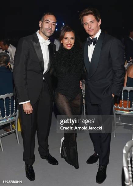 Mohammed Al Turki, Eva Longoria, and James Marsden attend amfAR Gala 2023 Presented by The Red Sea International Film Festival during The 76th Annual...