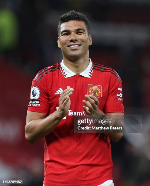 Casemiro of Manchester United walks off after the Premier League match between Manchester United and Chelsea FC at Old Trafford on May 25, 2023 in...