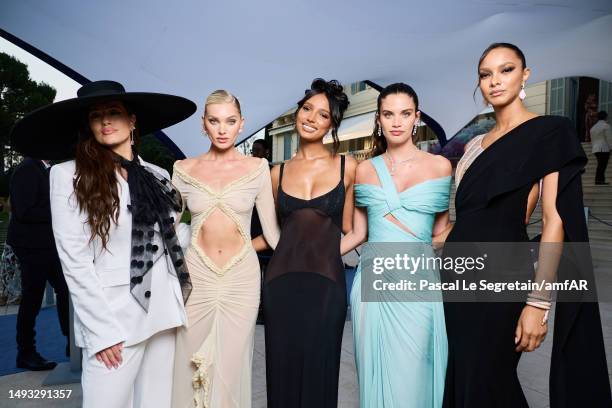 Ashley Graham, Elsa Hosk, Jasmine Tookes, Sara Sampaio and Lais Ribeiro attend the amfAR Cannes Gala 2023 at Hotel du Cap-Eden-Roc on May 25, 2023 in...