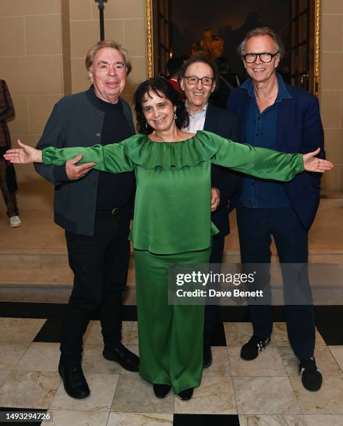 Lord Andrew Lloyd Webber, Nica Burns, Lyricist Don Black and Jonathan Kent attend the "Aspects of Love" opening night post-show party at Theatre...
