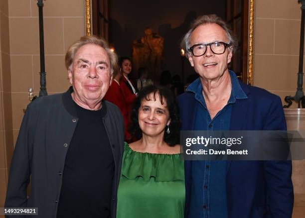 Lord Andrew Lloyd Webber, Nica Burns and Jonathan Kent attend the "Aspects of Love" opening night post-show party at Theatre Royal on May 25, 2023 in...