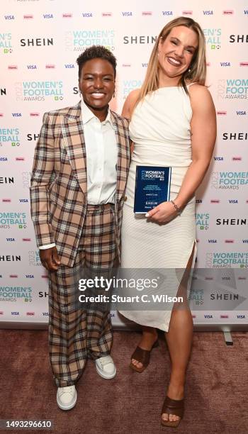 Nicola Adams poses with an award winner after the Women's Football Awards 202 at Nobu Hotel on May 25, 2023 in London, England.