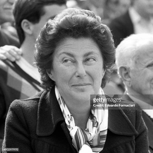Businessperson Maria Sole Teodorani Agnelli attends a horse race, Rome, Italy, May 1, 1981.