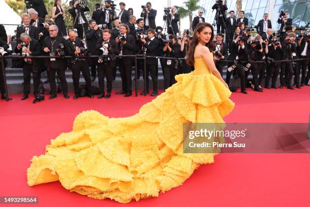 Aditi Rao Hydari attends the "L'Ete Dernier " red carpet during the 76th annual Cannes film festival at Palais des Festivals on May 25, 2023 in...