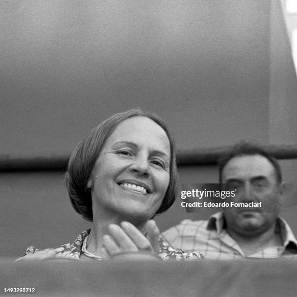 Italian Deputy Nilde Iotti, president of the Chamber of Deputies and leader Partito Comunista Italiano , smiles at Festa Nazionale dell'Unita, Milan,...