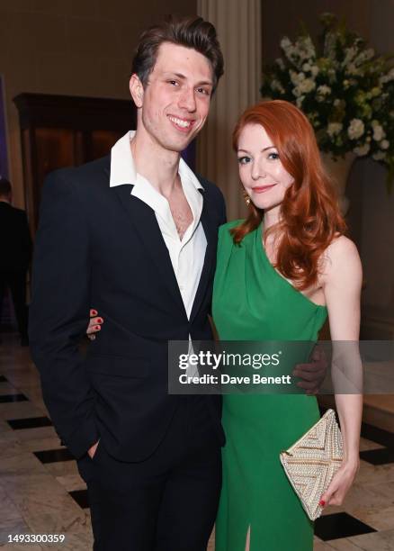 Jamie Bogyo and Laura Pitt-Pulford attend the "Aspects of Love" opening night post-show party at Theatre Royal on May 25, 2023 in London, England.