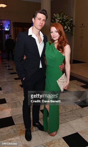 Jamie Bogyo and Laura Pitt-Pulford attend the "Aspects of Love" opening night post-show party at Theatre Royal on May 25, 2023 in London, England.