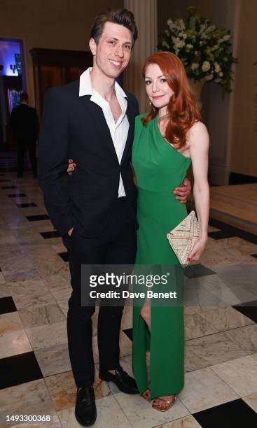 Jamie Bogyo and Laura Pitt-Pulford attend the "Aspects of Love" opening night post-show party at Theatre Royal on May 25, 2023 in London, England.