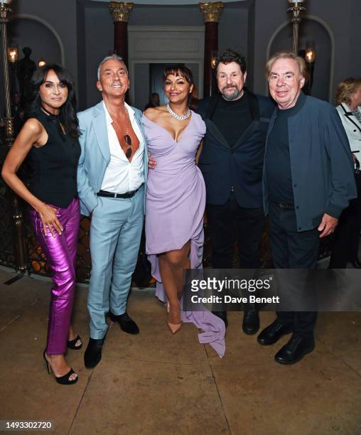 Jackie St Clair, Bruno Tonioli, Danielle de Niese wearing a Vivienne Westwood dress and jewellery by Van Cleef, Michael Ball and Lord Andrew Lloyd...