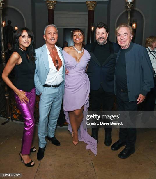 Jackie St Clair, Bruno Tonioli, Danielle de Niese wearing a Vivienne Westwood dress and jewellery by Van Cleef, Michael Ball and Lord Andrew Lloyd...