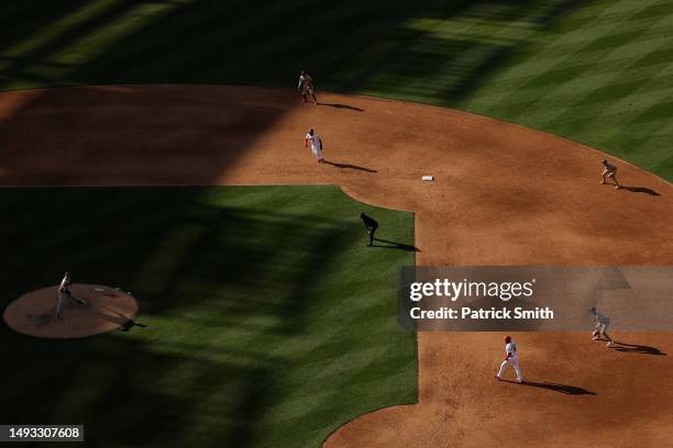 Starting pitcher Blake Snell of the San Diego Padres works the sixth inning against the Washington Nationals at Nationals Park on May 25, 2023 in...