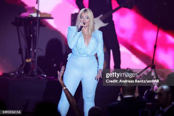 Bebe Rexha attends the amfAR Cannes Gala 2023 at Hotel du Cap-Eden-Roc on May 25, 2023 in Cap d'Antibes, France.