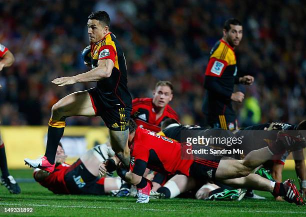 Sonny Bill Williams of the Chiefs in action during the Super Rugby Semi Final match between the Chiefs and Crusaders at Waikato Stadium on July 27,...