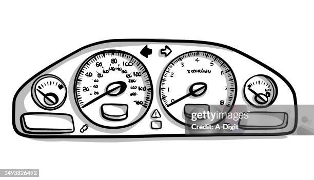 odometer sketch - speedometer needle stock illustrations