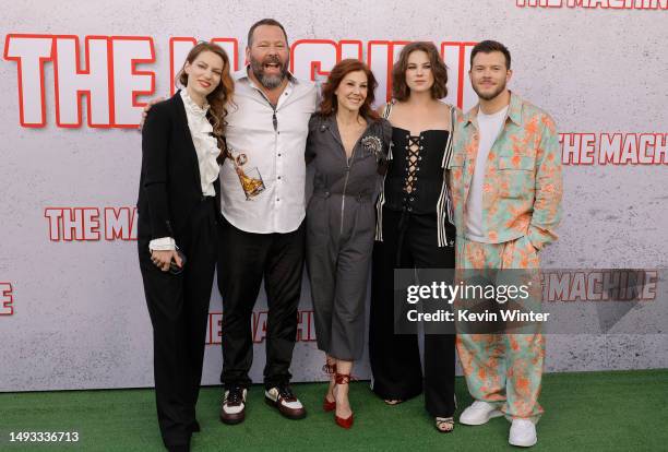 Iva Babic, Bert Kreischer, Stephanie Kurtzuba, Jess Gabor and Jimmy Tatro attend the Los Angeles premiere of Sony Pictures' "The Machine" at Regency...