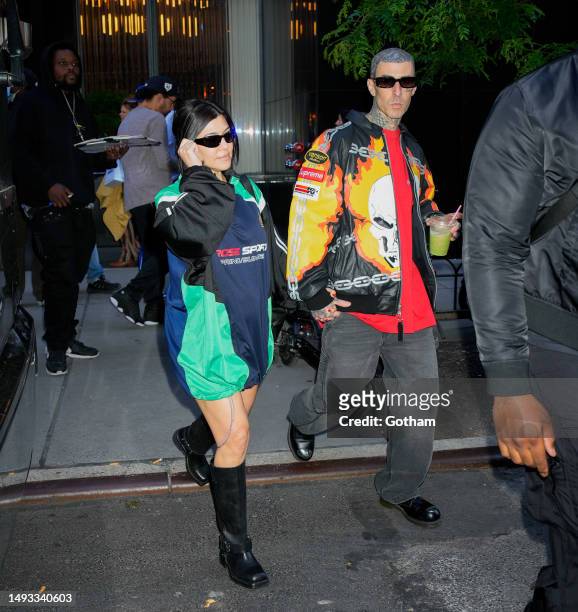 Kourtney Kardashian and Travis Barker are seen on May 25, 2023 in New York City.