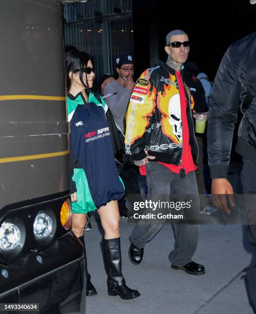 Kourtney Kardashian and Travis Barker are seen on May 25, 2023 in New York City.