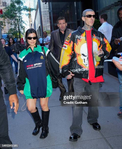 Kourtney Kardashian and Travis Barker are seen on May 25, 2023 in New York City.