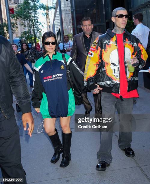 Kourtney Kardashian and Travis Barker are seen on May 25, 2023 in New York City.