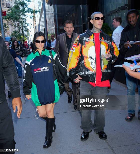 Kourtney Kardashian and Travis Barker are seen on May 25, 2023 in New York City.