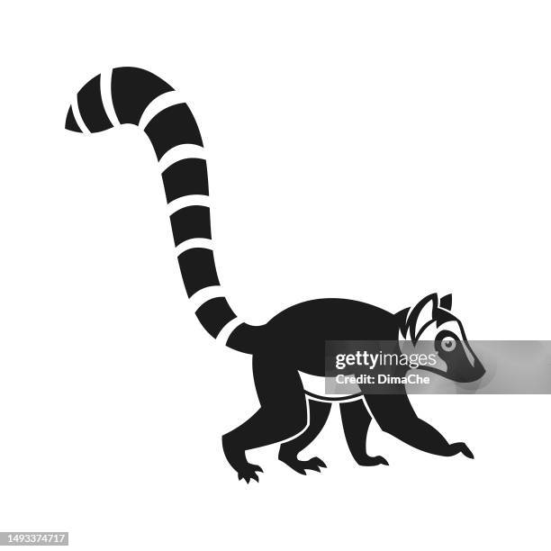 cute lemur - cut out silhouette - lemur stock illustrations