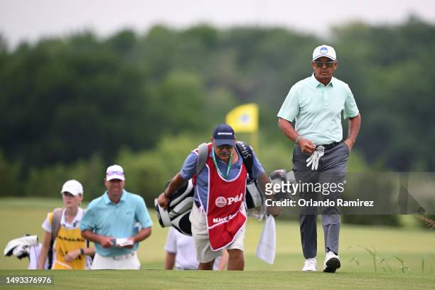 Tom Pernice Jr. Walks the sixth hole during the first round of the KitchenAid Senior PGA Championship at Fields Ranch East at PGA Frisco on May 25,...