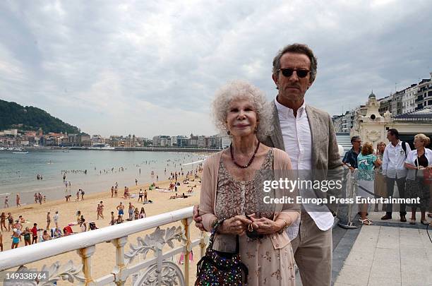 Duchess of Alba Cayetana Fitz-James Stuart and Alfonso Diez receive a homage by 'Punto Radio' on July 26, 2012 in San Sebastian, Spain.