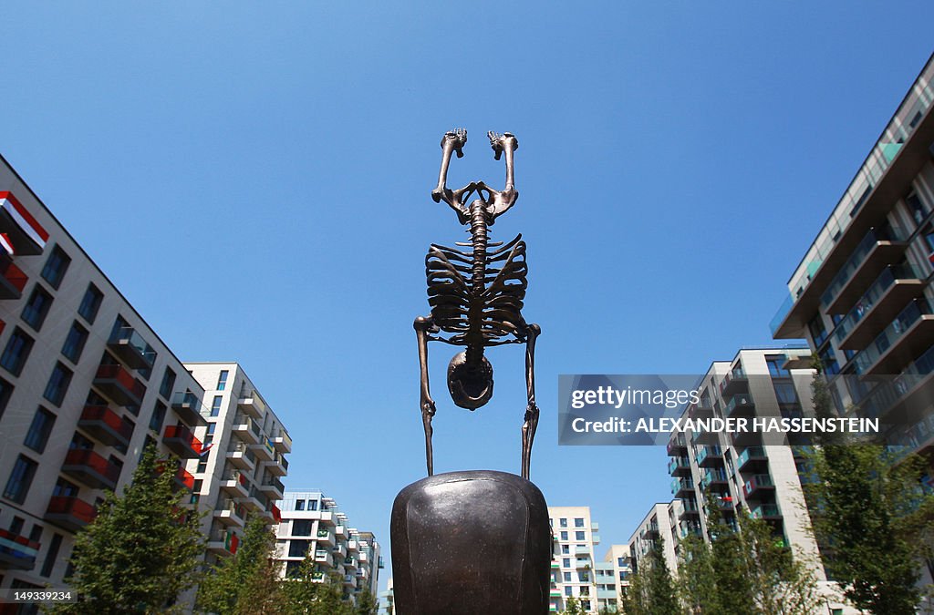 A sculpture is seen in the Olympic Villa