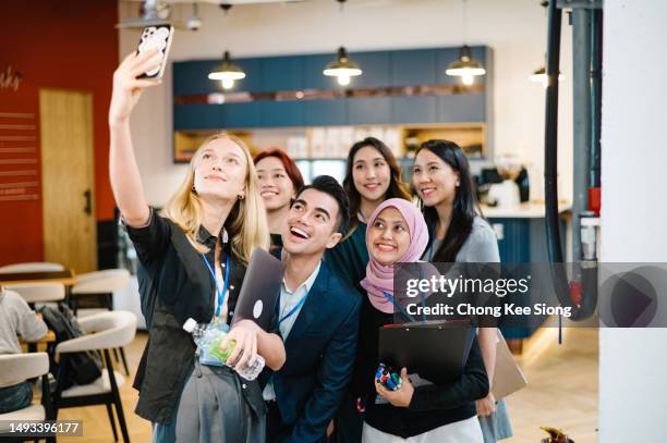 let's selfie. - participant stock pictures, royalty-free photos & images