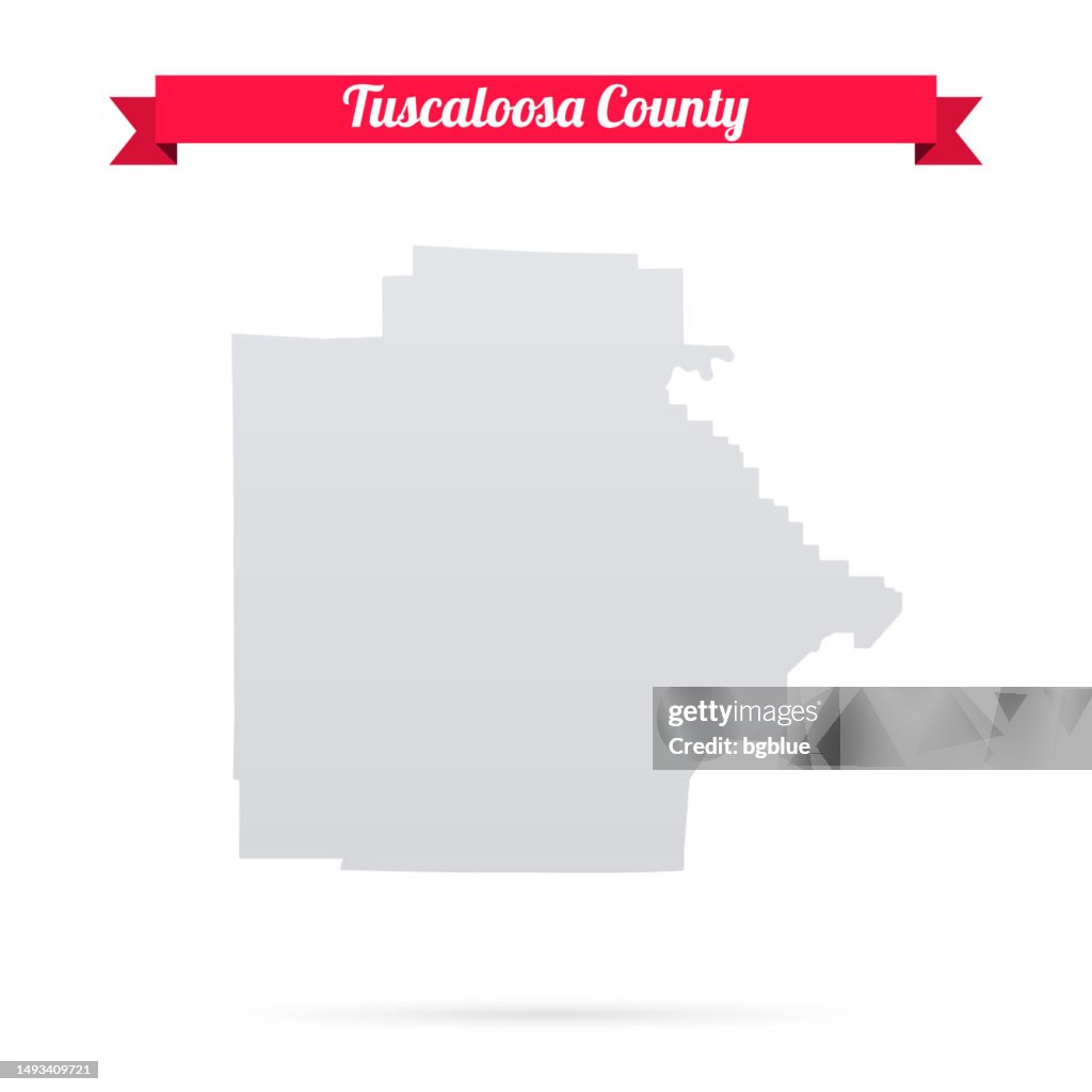 Tuscaloosa County, Alabama. Map on white background with red banner