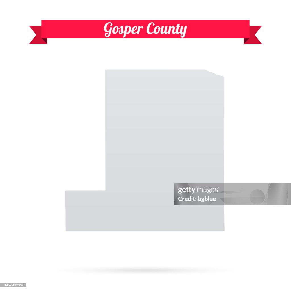 Gosper County, Nebraska. Map on white background with red banner