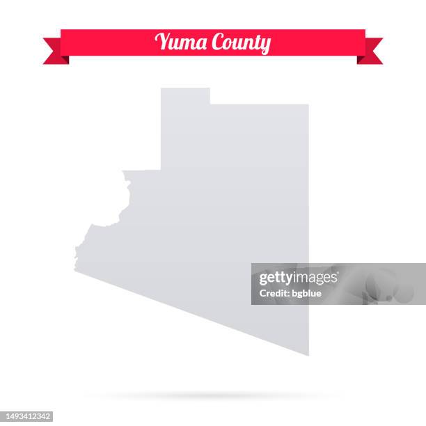 yuma county, arizona. map on white background with red banner - yuma county stock illustrations