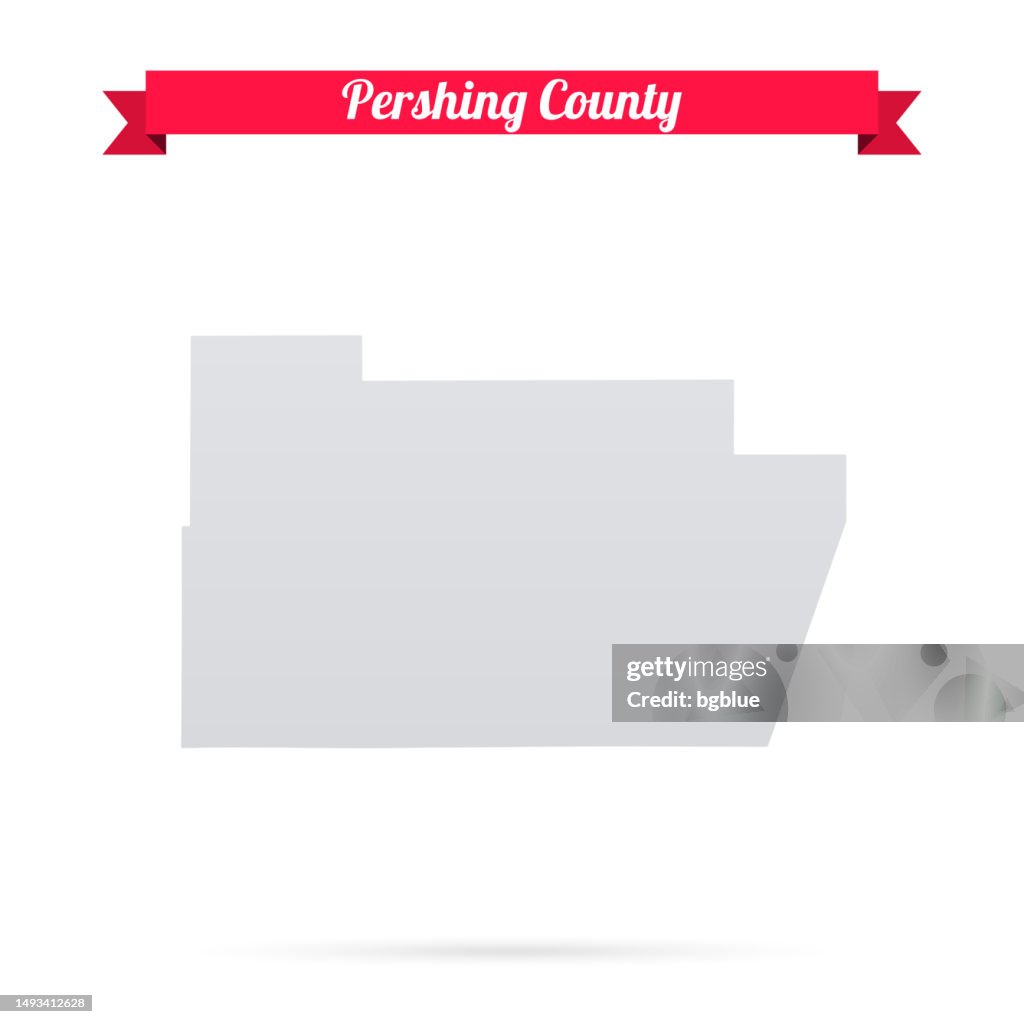 Pershing County, Nevada. Map on white background with red banner