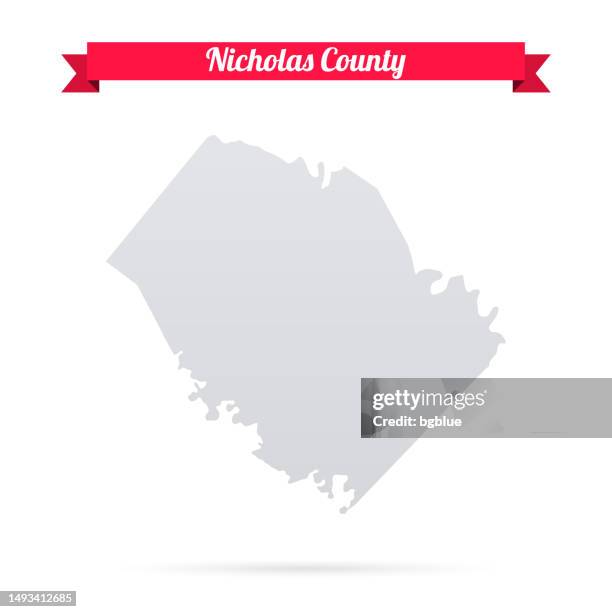 nicholas county, kentucky. map on white background with red banner - carlisle stock illustrations