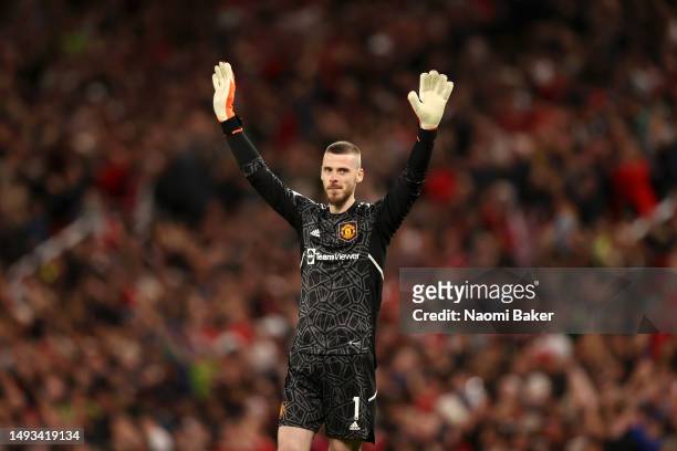 David De Gea of Manchester United during the Premier League match between Manchester United and Chelsea FC at Old Trafford on May 25, 2023 in...