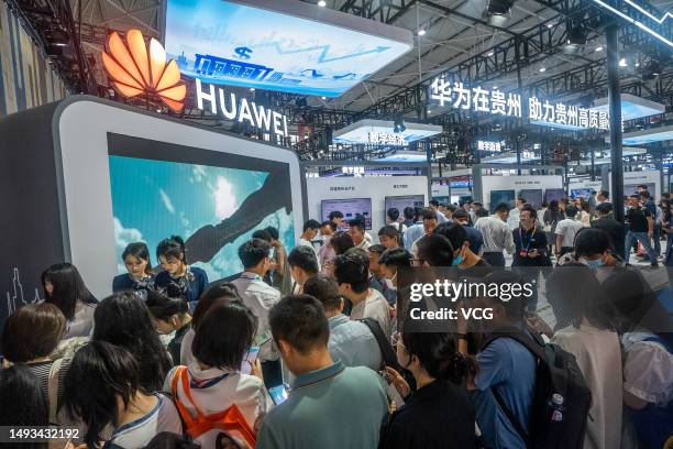 People visit the China International Big Data Industry Expo 2023 on May 26, 2023 in Guiyang, Guizhou Province of China. The Big Data Expo 2023 will...