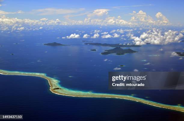 chuuk lagoon / truk atoll from the air, chuuk state, micronesia - chuuk state stock pictures, royalty-free photos & images