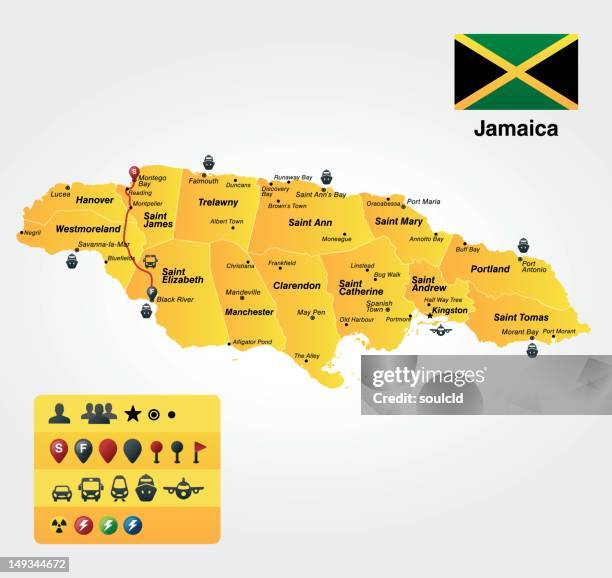 stockillustraties, clipart, cartoons en iconen met jamaica - port antonio