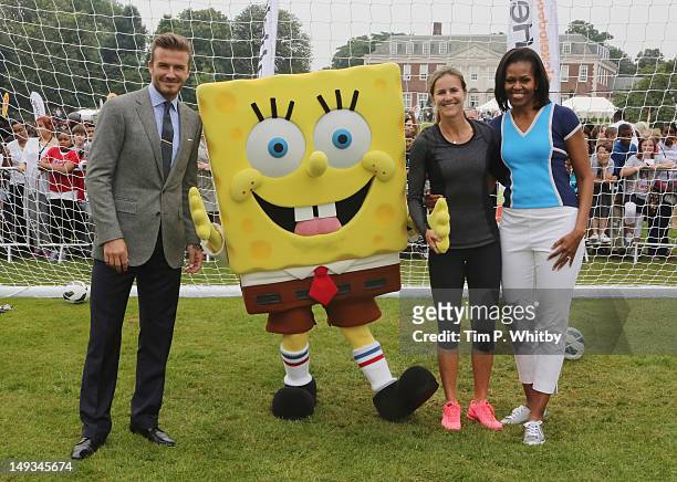 David Beckham, Nickelodeon's Spongebob Squarepants, Brandi Chastain and First Lady of the United States, Michelle Obama celebrate Nickelodeon joins...