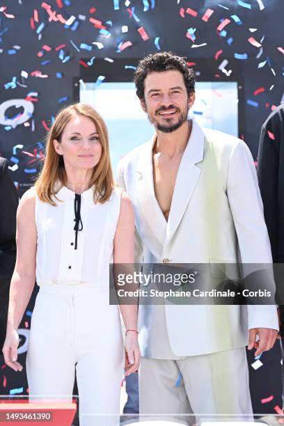 Geri Halliwell and Orlando Bloom attend the "Gran Turismo" Photocall at the 76th annual Cannes film festival at Carlton Beach Club on May 26, 2023 in...