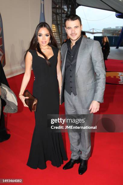 Leyla Aliyeva and Emin Agalarov attend the red carpet during The BRIT Awards 2012 at The O2, on February 21, 2012 in London, England.