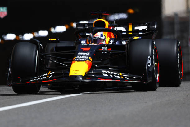 F1 Grand Prix of Monaco - PracticeMONTE-CARLO, MONACO - MAY 26: Max Verstappen of the Netherlands driving the (1) Oracle Red Bull Racing RB19 on track during practice ahead of the F1 Grand Prix of Monaco at Circuit de Monaco on May 26, 2023 in Monte-Carlo, Monaco. Formula 1