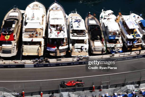 Charles Leclerc of Monaco driving the Ferrari SF-23 on track during practice ahead of the F1 Grand Prix of Monaco at Circuit de Monaco on May 26,...