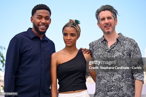 Oumar Moindje, Wallen El Gharbaoui and Jean-Bernard Marlin attend the "Salem" Photocall at the 76th annual Cannes film festival at Palais des...