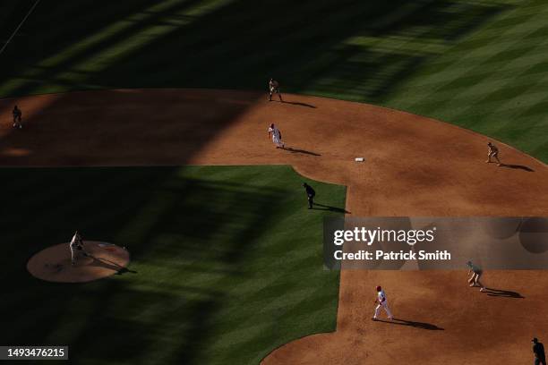 Starting pitcher Blake Snell of the San Diego Padres works the sixth inning against the Washington Nationals at Nationals Park on May 25, 2023 in...