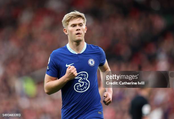 Lewis Hall of Chelsea during the Premier League match between Manchester United and Chelsea FC at Old Trafford on May 25, 2023 in Manchester, England.