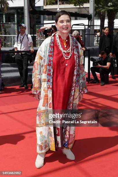 Isabella Rossellini attends the "La Chimera " red carpet during the 76th annual Cannes film festival at Palais des Festivals on May 26, 2023 in...