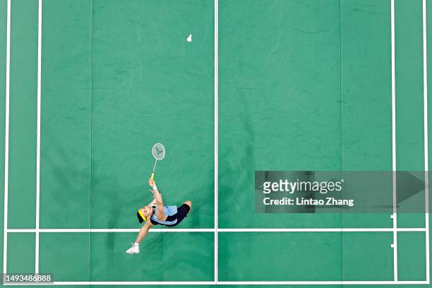 Tai Tzu Ying of Chinese Taipei competes in the Women's Singles Round Robin match against Pusarla V. Sindhu of India on day one of Sudirman Cup 2023...